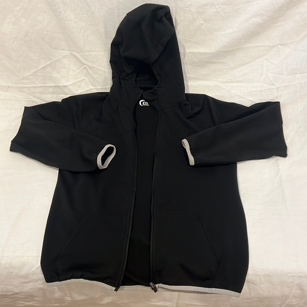 Zyia Active Kids Boys size large zipped up hoodie black sweatshirt